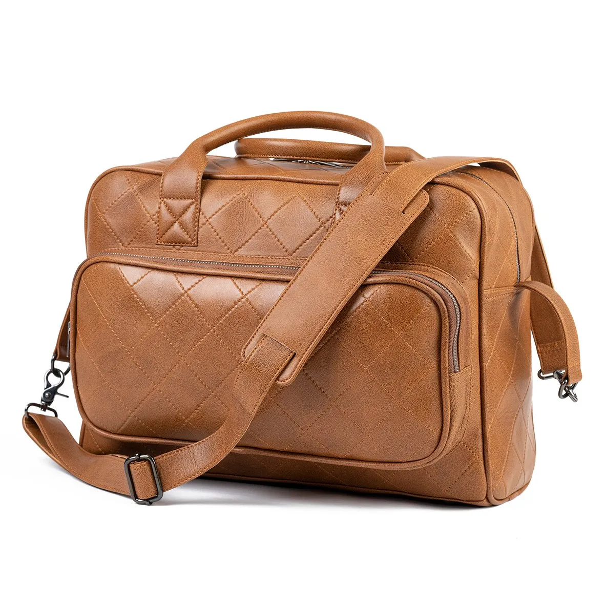 Wickeltasche aus cognacfarbenem Leder – Bild 3