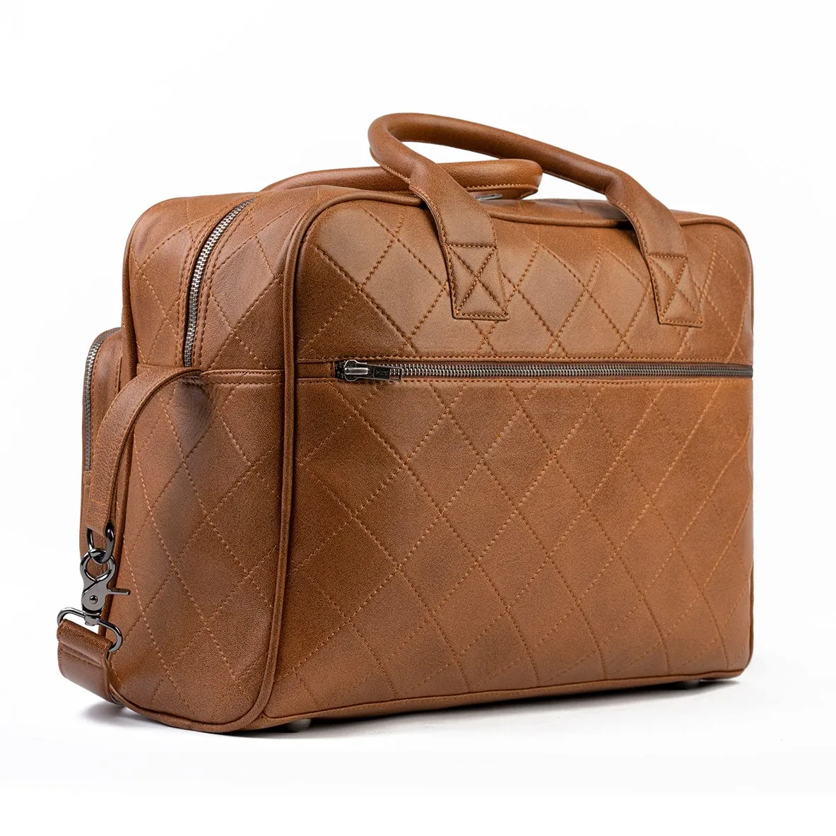 Wickeltasche aus cognacfarbenem Leder – Bild 2
