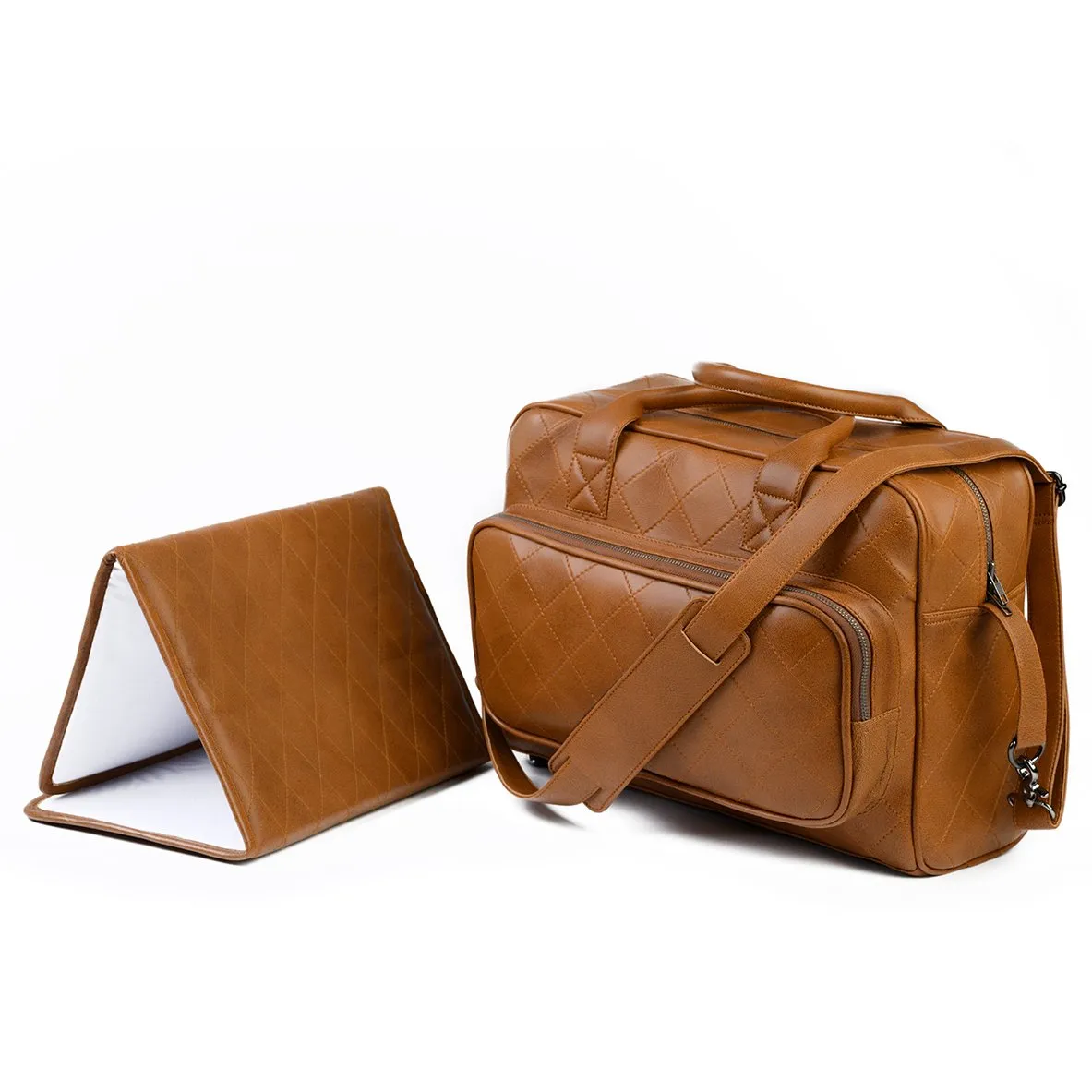 Wickeltasche aus cognacfarbenem Leder – Bild 6