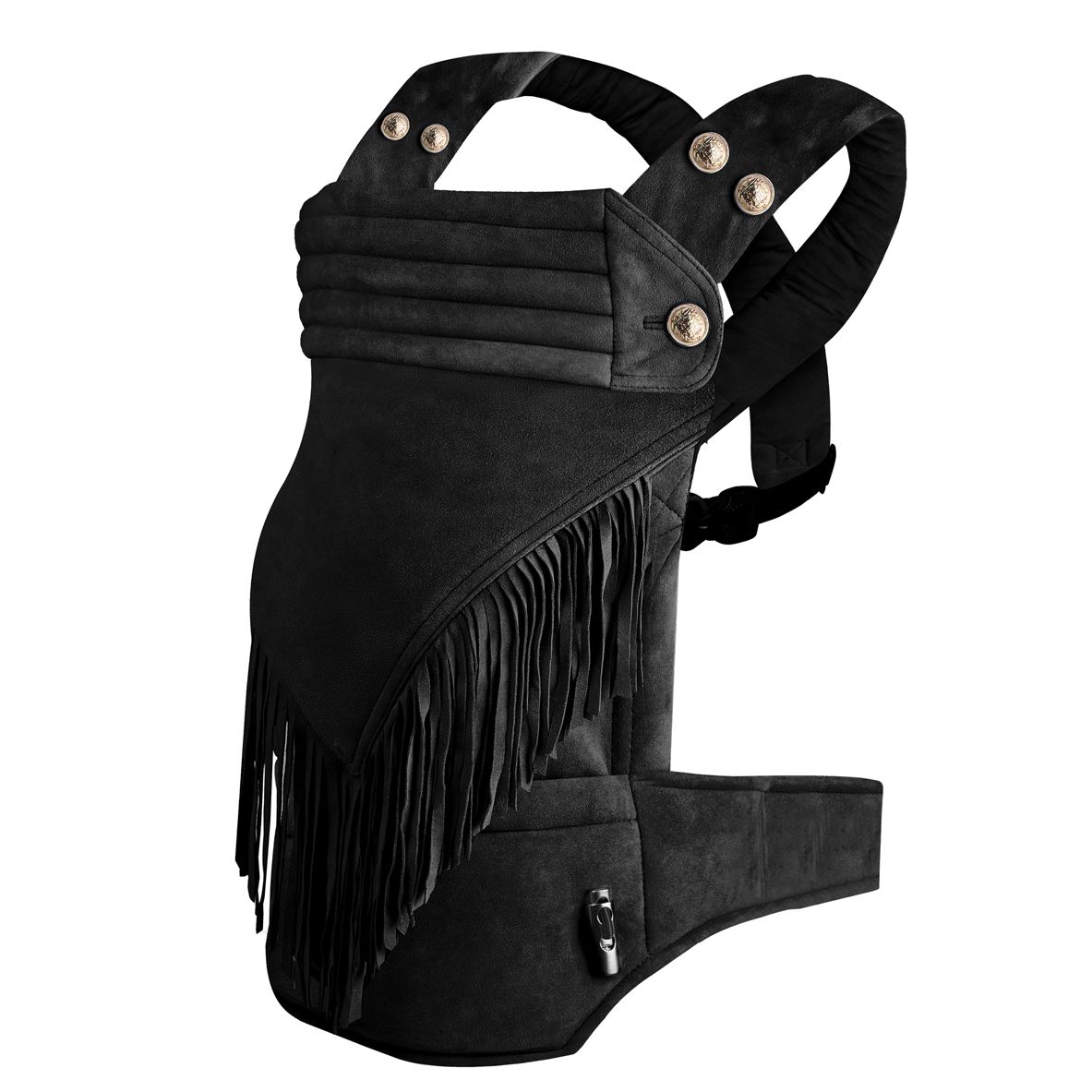 Babytrage Wildleder mit Fransen – Schwarz