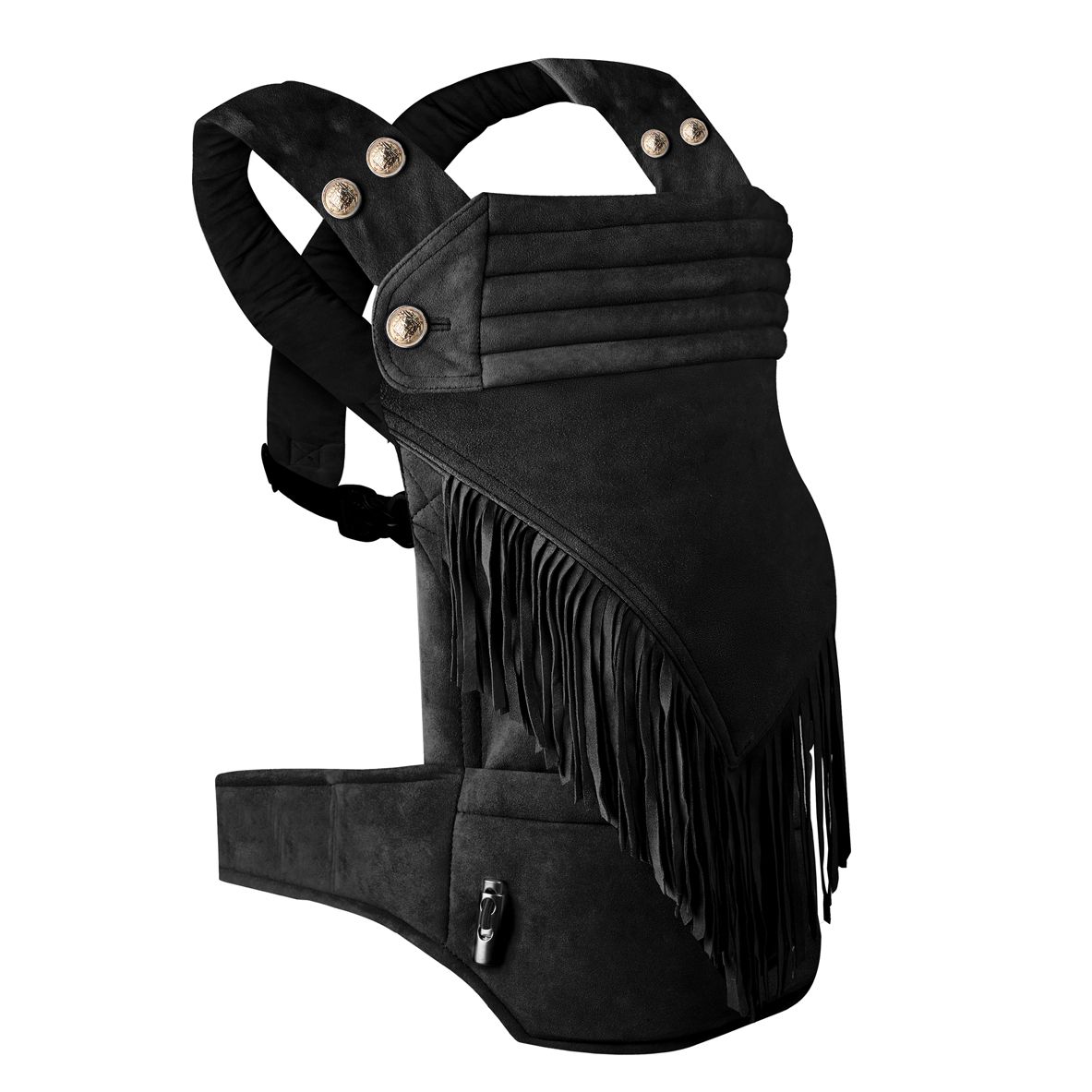 Babytrage Wildleder mit Fransen – Schwarz Detail
