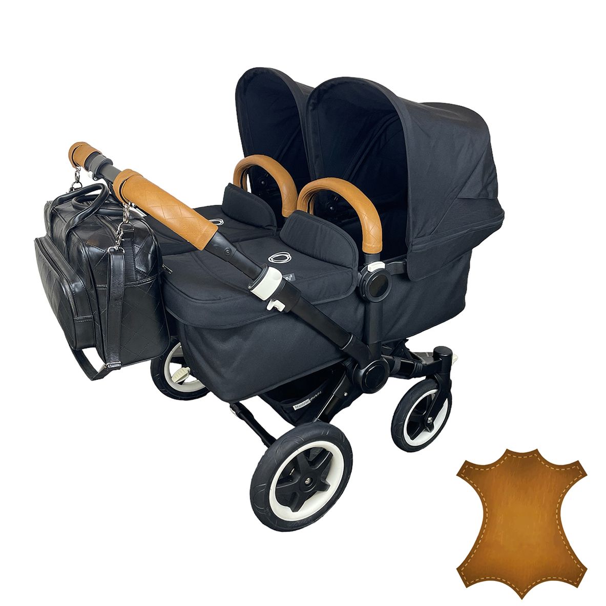 Bugaboo Donkey Duo/Twin Bezugsset aus Lammleder: 2x Schiebebügel und 2x Tragebügel