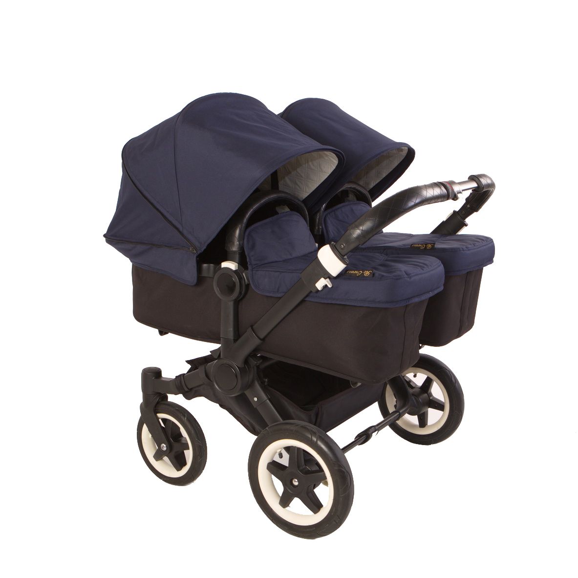 Bugaboo Donkey Bezugset 2x Sonnendach und 1x Wannenabdeckung Canvas-Stoff – Twin aus Canvas Dark Blue