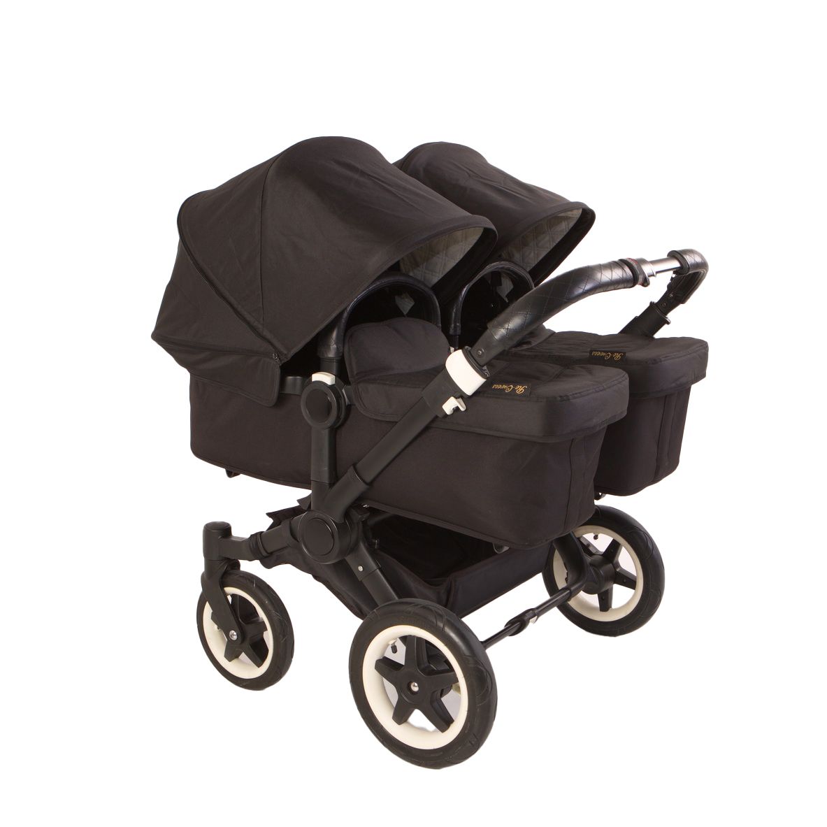 Bugaboo Donkey Bezugset 2x Sonnendach und 1x Wannenabdeckung Canvas-Stoff – Twin aus Canvas Schwarz